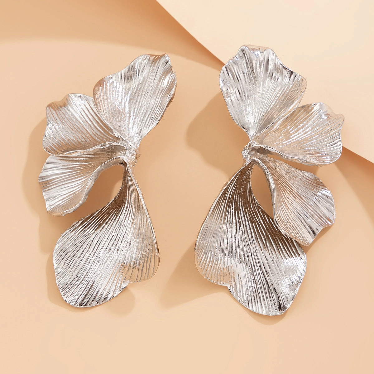 Wholesale Ins personality double-layer five-petal flower earrings