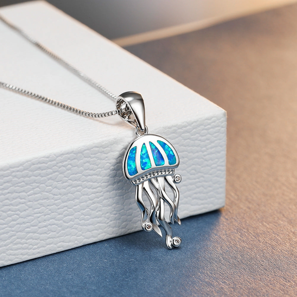 Wholesale ins platinum jellyfish necklace