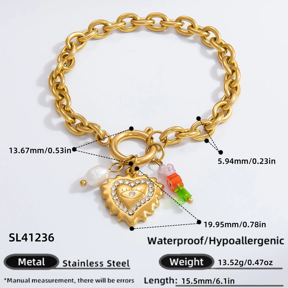 Wholesale INS style handmade pearl heart pendant