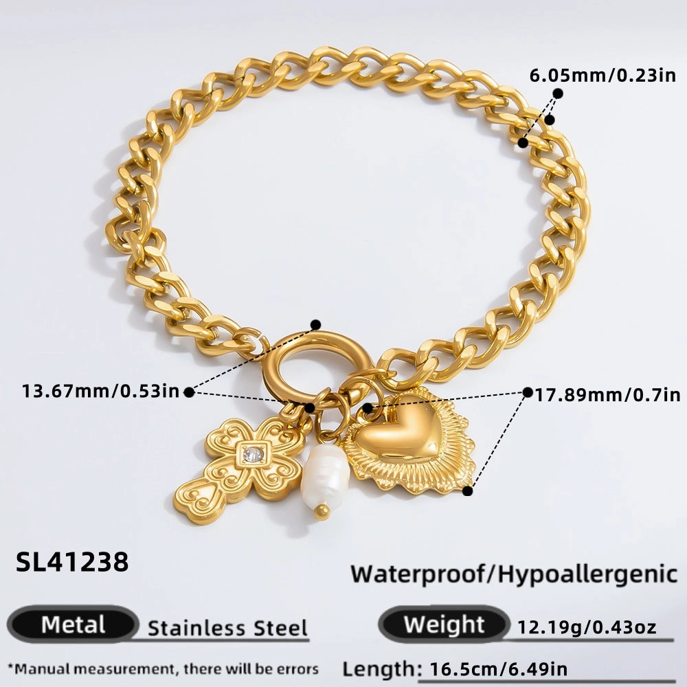 Wholesale INS style handmade pearl heart pendant
