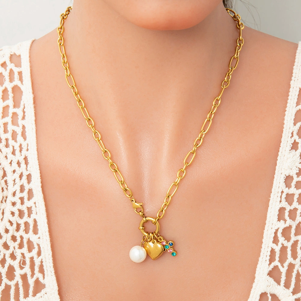 Wholesale INS style handmade pearl heart pendant