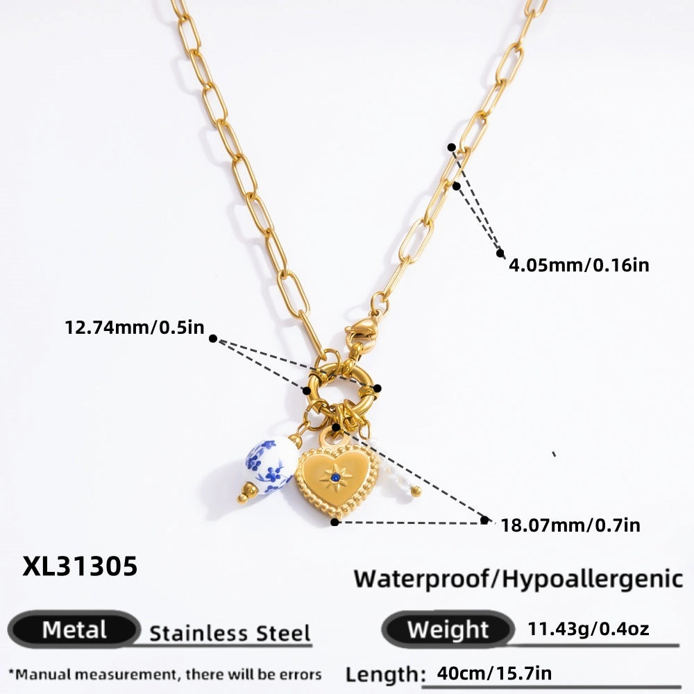 Wholesale INS style handmade pearl heart pendant