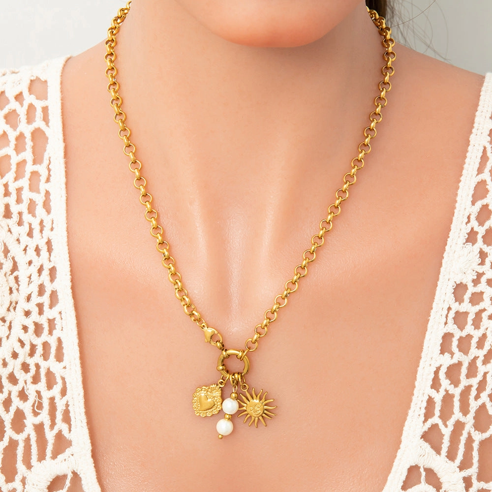 Wholesale INS style handmade pearl heart pendant