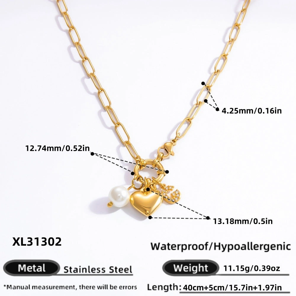 Wholesale INS style handmade pearl heart pendant