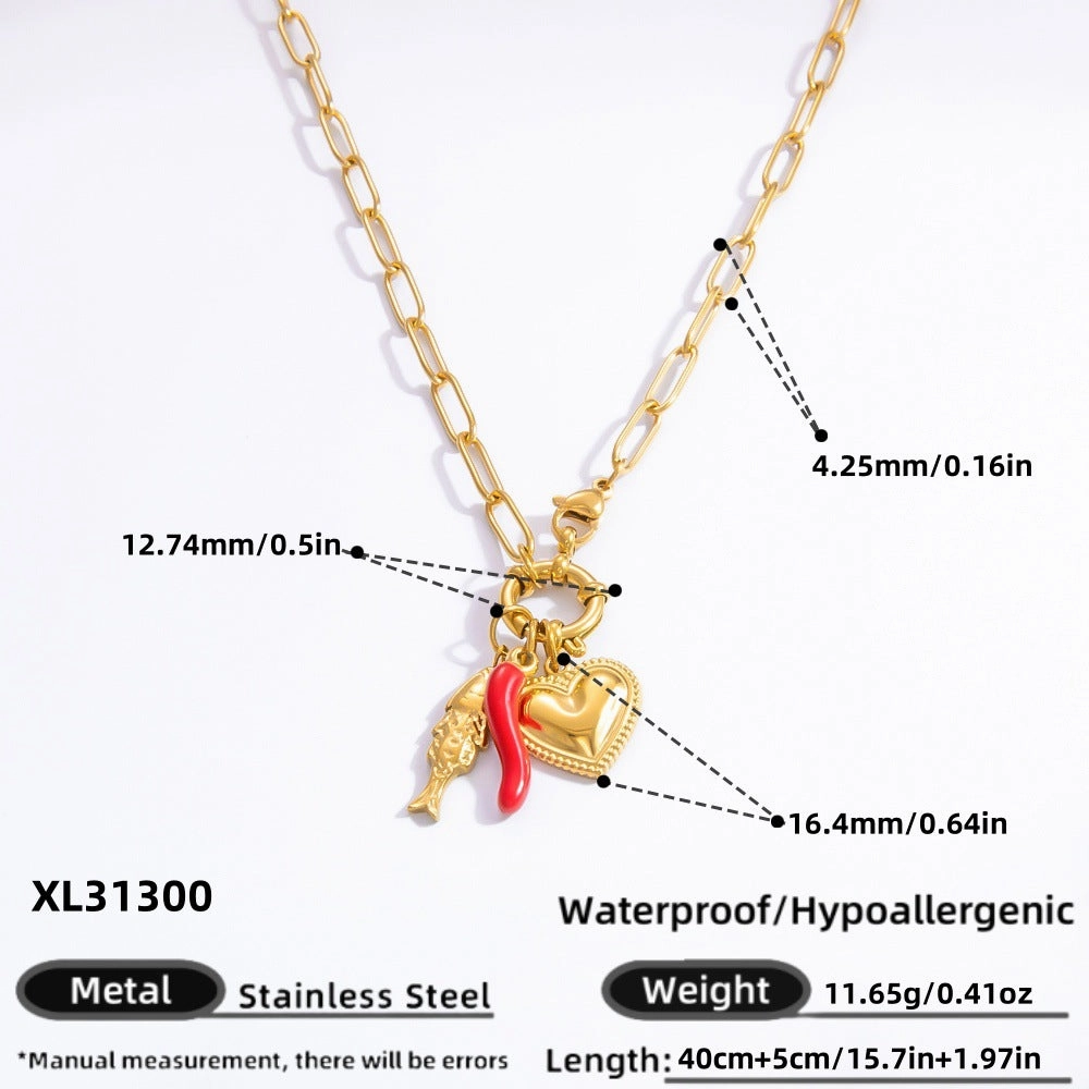 Wholesale INS style handmade pearl heart pendant