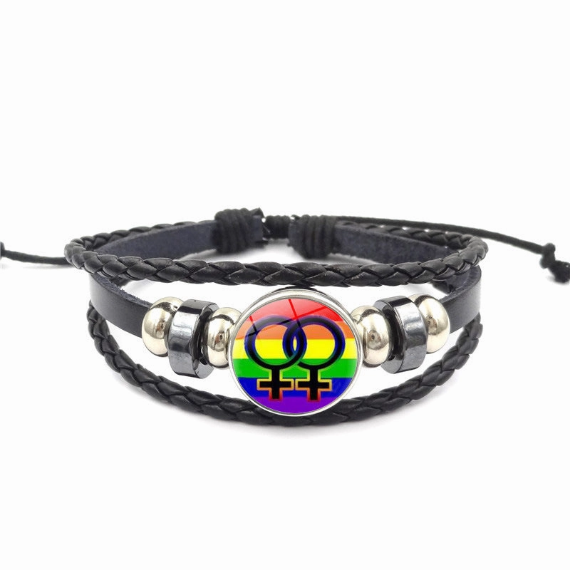 Wholesale Iridescent Black Leather Beaded Multilayer Woven Bracelet