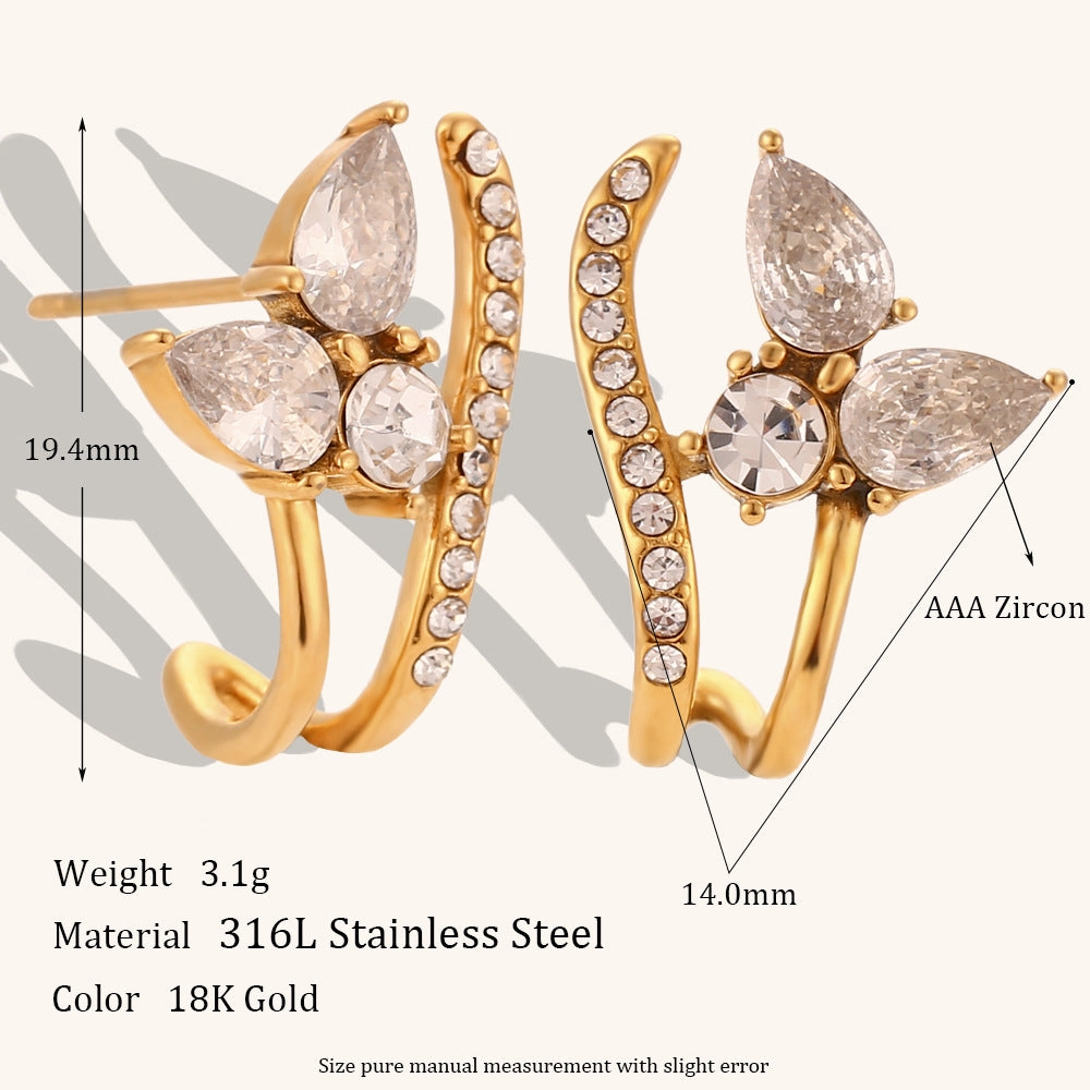 Wholesale Irregular C-shaped Earrings Stainless Steel Gold-plated Earrings