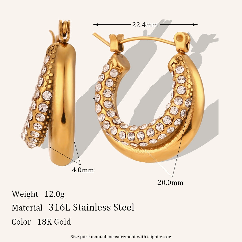 Wholesale Irregular C-shaped Earrings Stainless Steel Gold-plated Earrings