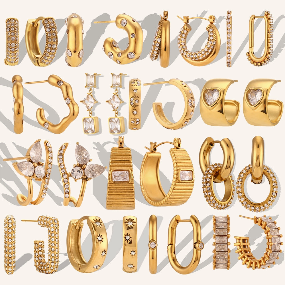 Wholesale Irregular C-shaped Earrings Stainless Steel Gold-plated Earrings