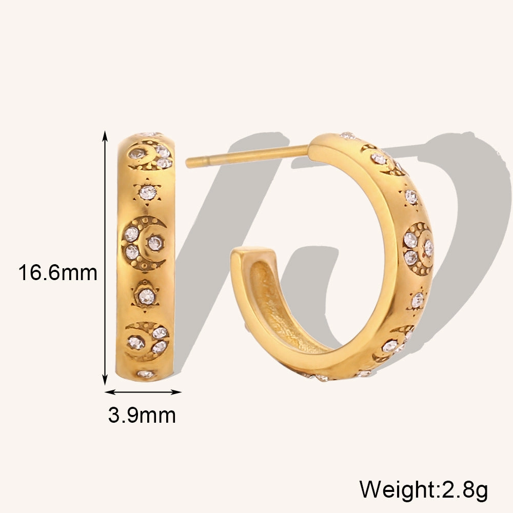 Wholesale Irregular C-shaped Earrings Stainless Steel Gold-plated Earrings