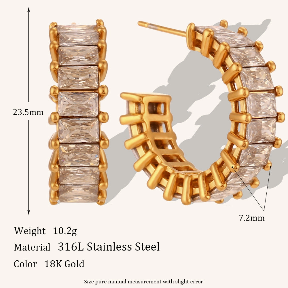 Wholesale Irregular C-shaped Earrings Stainless Steel Gold-plated Earrings