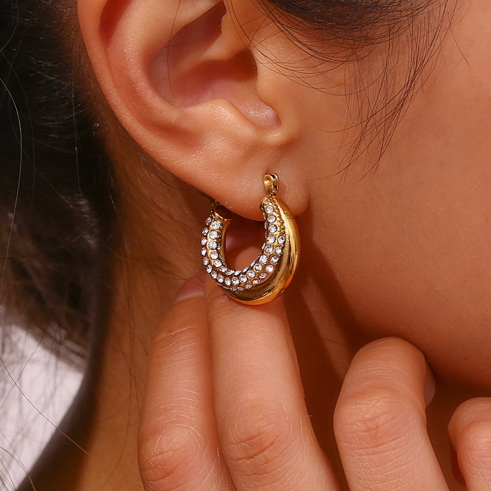 Wholesale Irregular C-shaped Earrings Stainless Steel Gold-plated Earrings