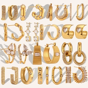 Wholesale Irregular C-shaped Earrings Stainless Steel Gold-plated Earrings