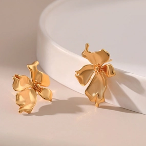 Wholesale Irregular Floral Shape Gold Plated Earrings