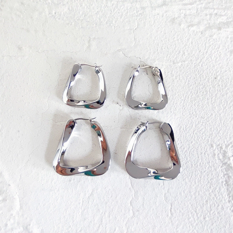 Wholesale Irregular hoop triangular exaggerated geometric earrings