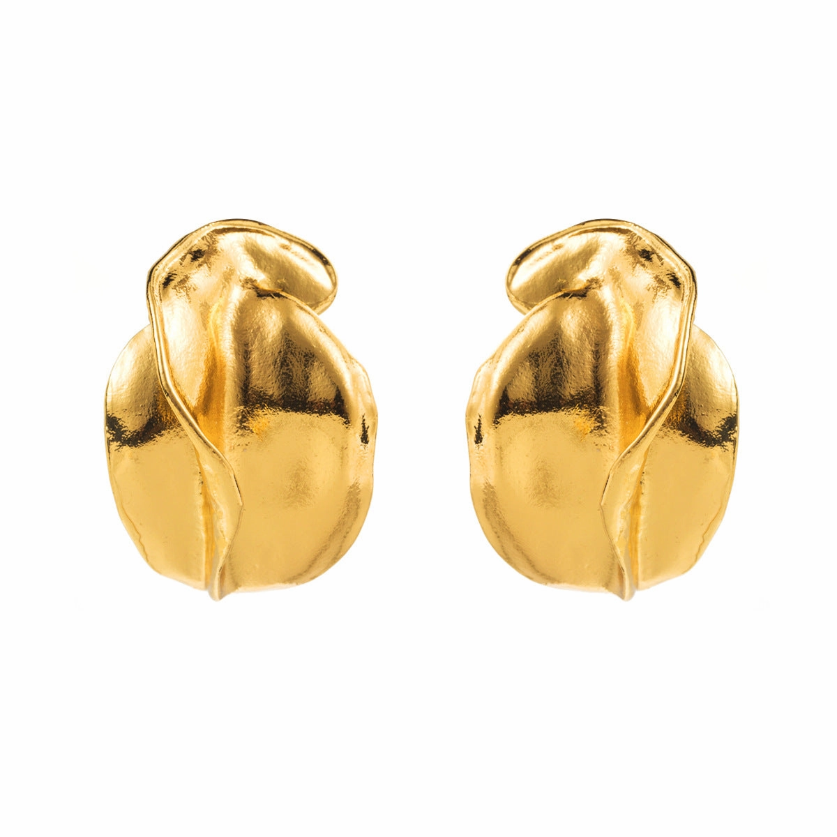 Wholesale Irregular Retro Geometric Flower Bud Metal Earrings