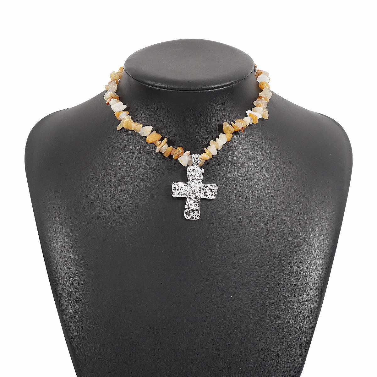 Wholesale Irregular Western Cowboy Style Natural Stone Turquoise Cross Necklace