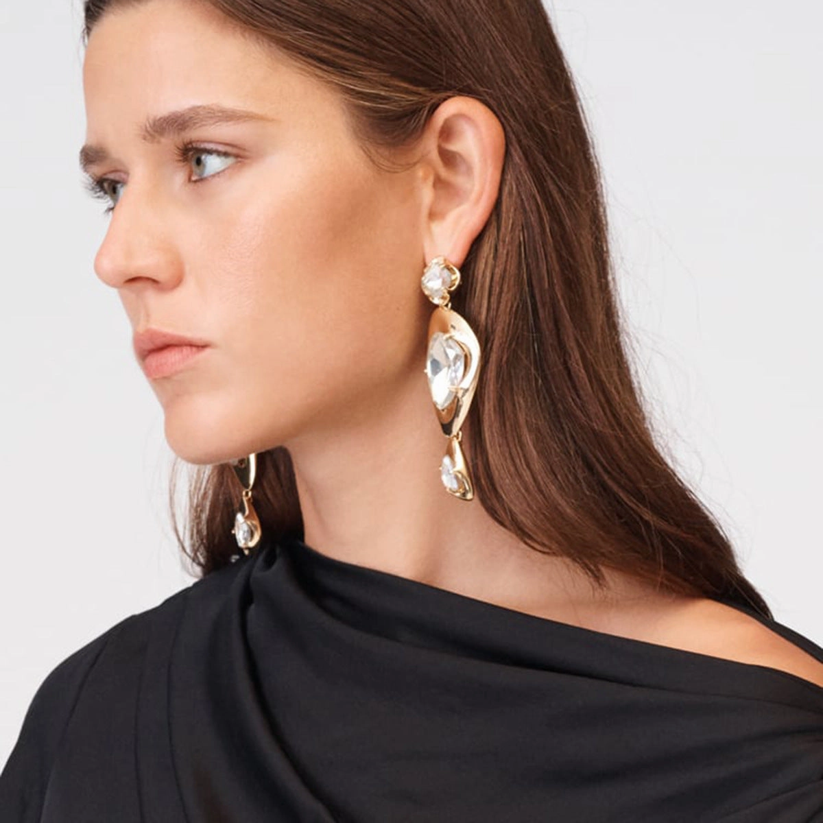 Wholesale Irregular Zircon Geometric Alloy Earrings