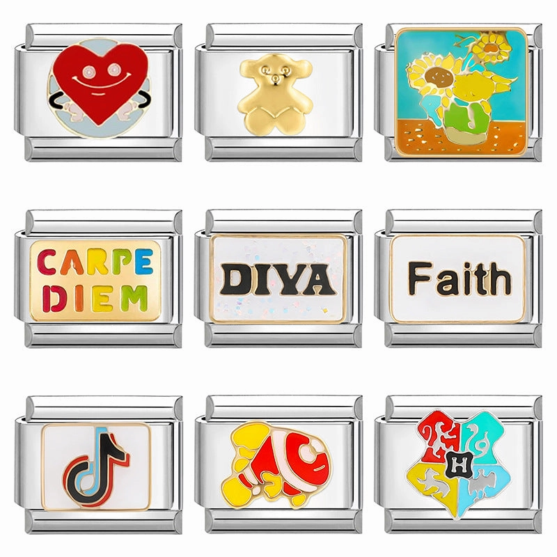 Wholesale Italian Charm Bracelet 9mm DIY Disassembly Stainless Steel Retro Brace Bracelet