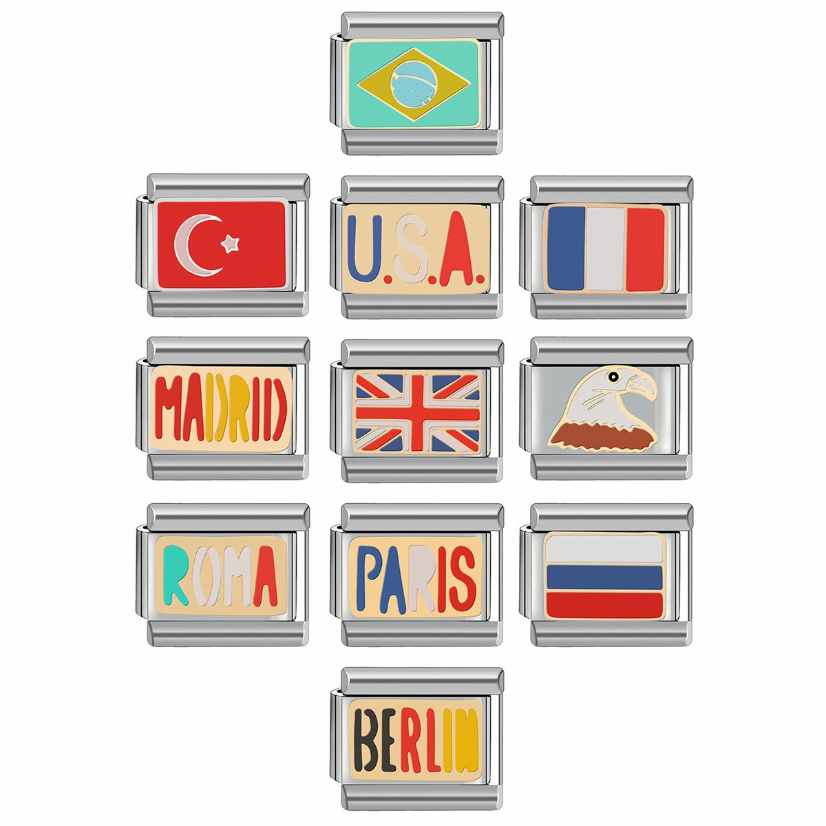 Wholesale Italian Charm Bracelet 9mm DIY Patchwork Detachable Flag Combination Bracelet