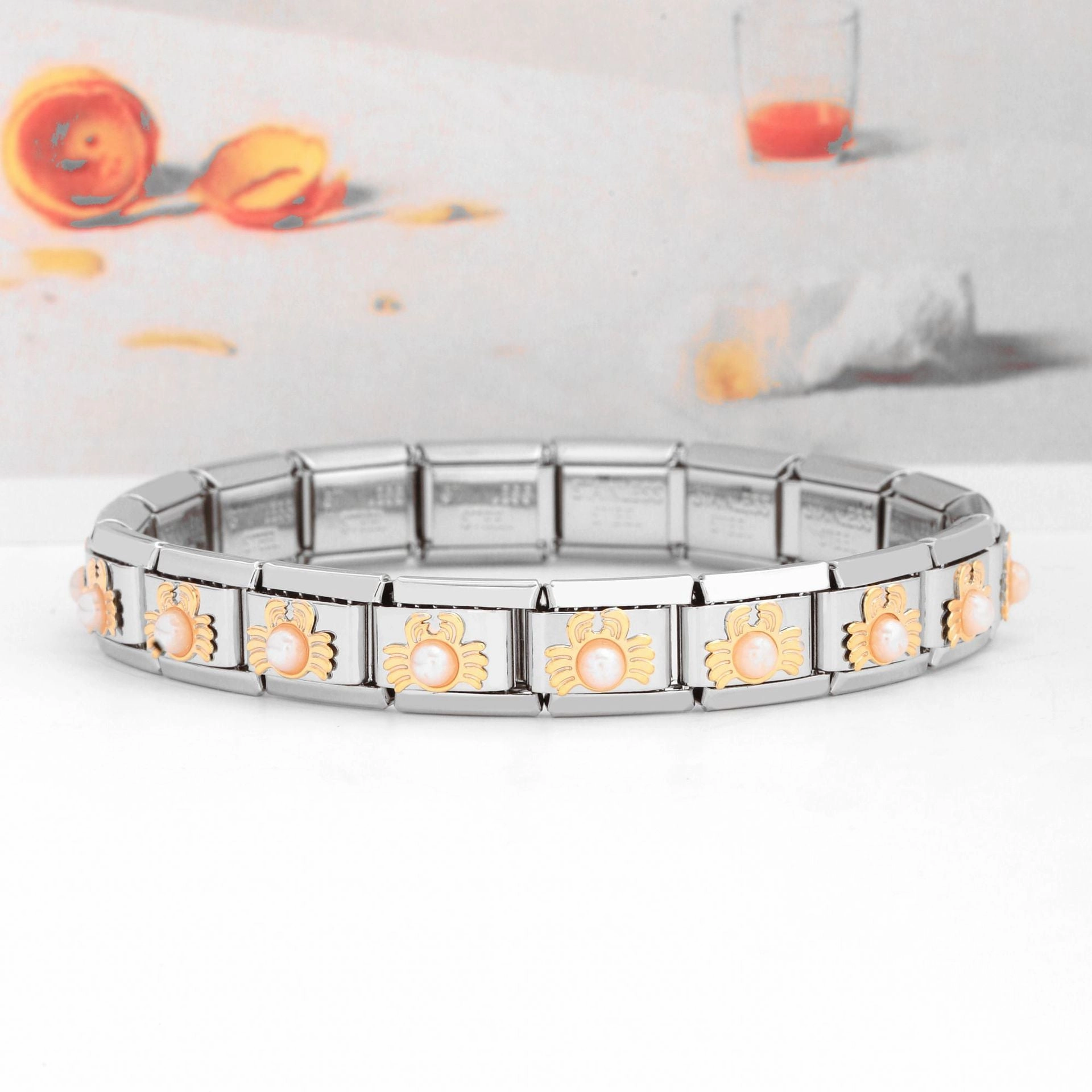 Wholesale Italian Charm Bracelet Crab Butterfly Dragonfly Crown Jewel Stainless Steel Elastic Hand Buckle Accessories Charms