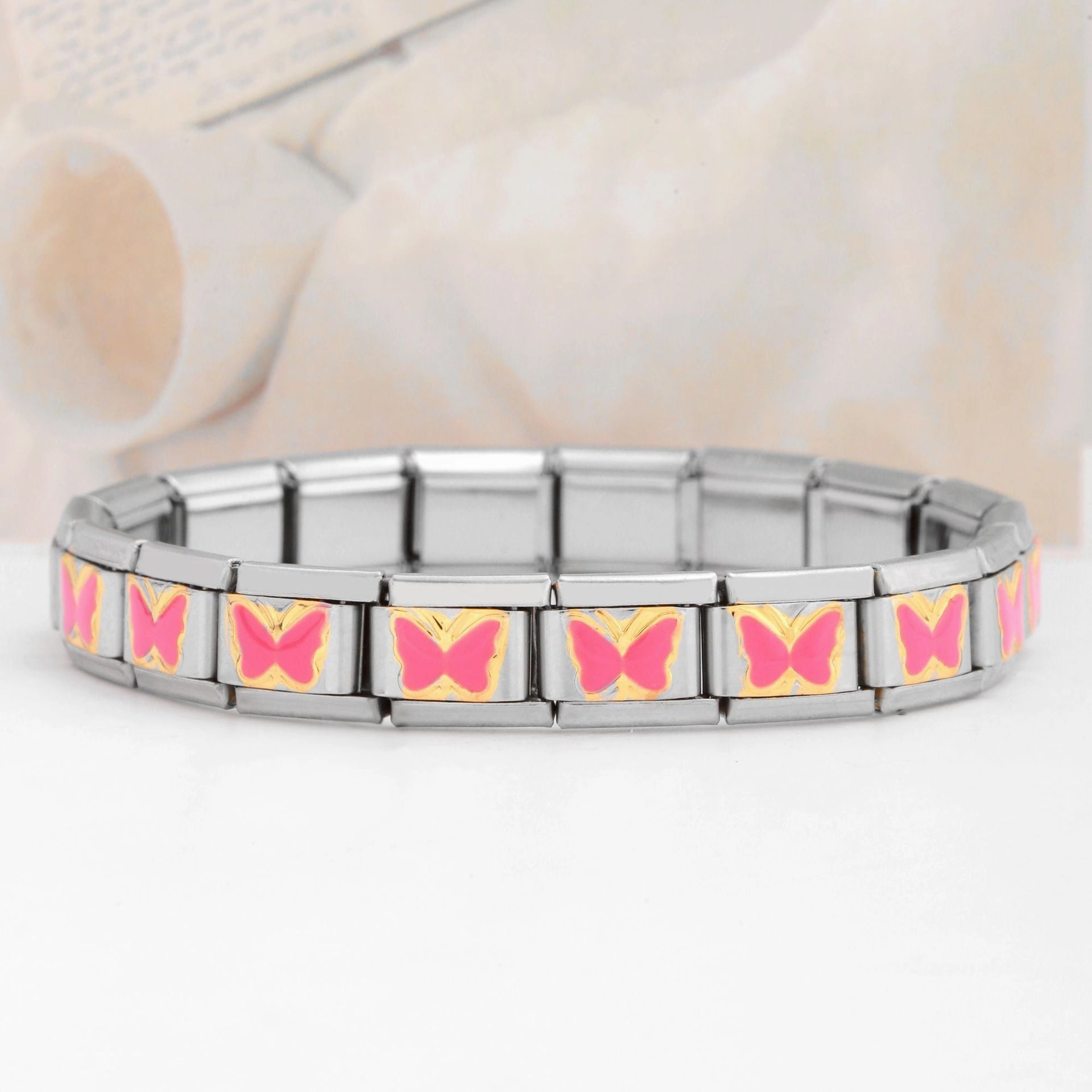 Wholesale Italian Charm Bracelet Stainless Steel Butterfly Series Bracelet Accessories Charms