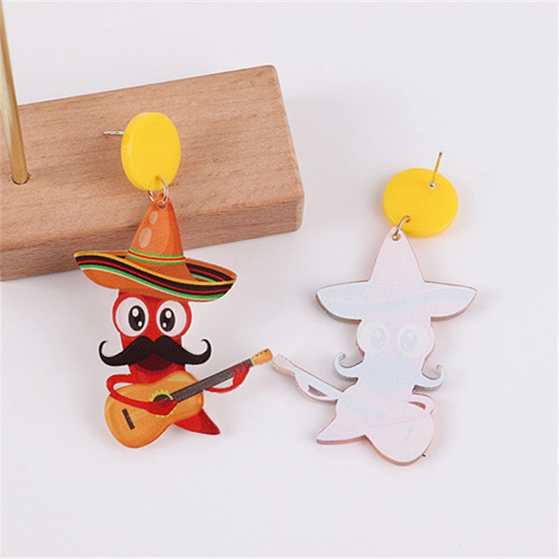 Wholesale Jalapeno Sombrero Mariachia Acrylic Earrings
