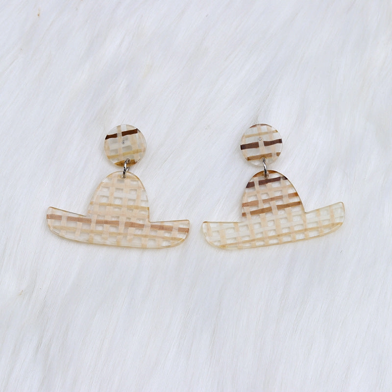 Wholesale Jelly Color Hat Canngue Acrylic Earrings