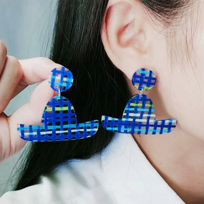 Wholesale Jelly Color Hat Canngue Acrylic Earrings