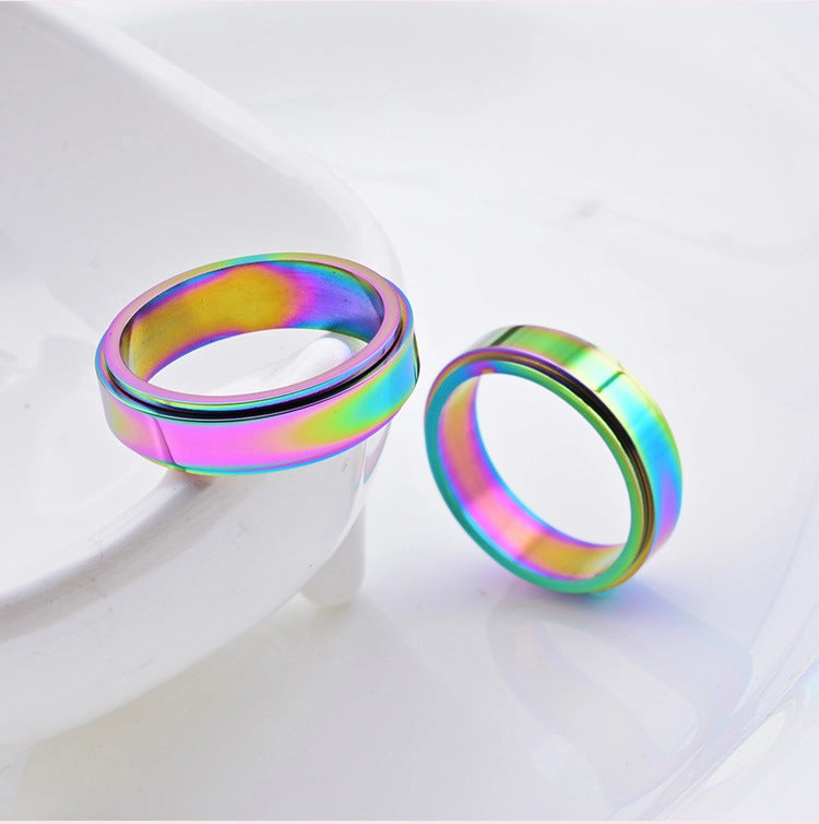 Wholesale Jewelry Color Rotation Glare Titanium Steel Rings