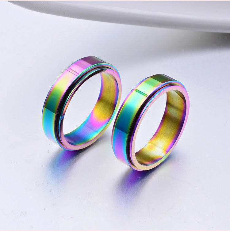 Wholesale Jewelry Color Rotation Glare Titanium Steel Rings