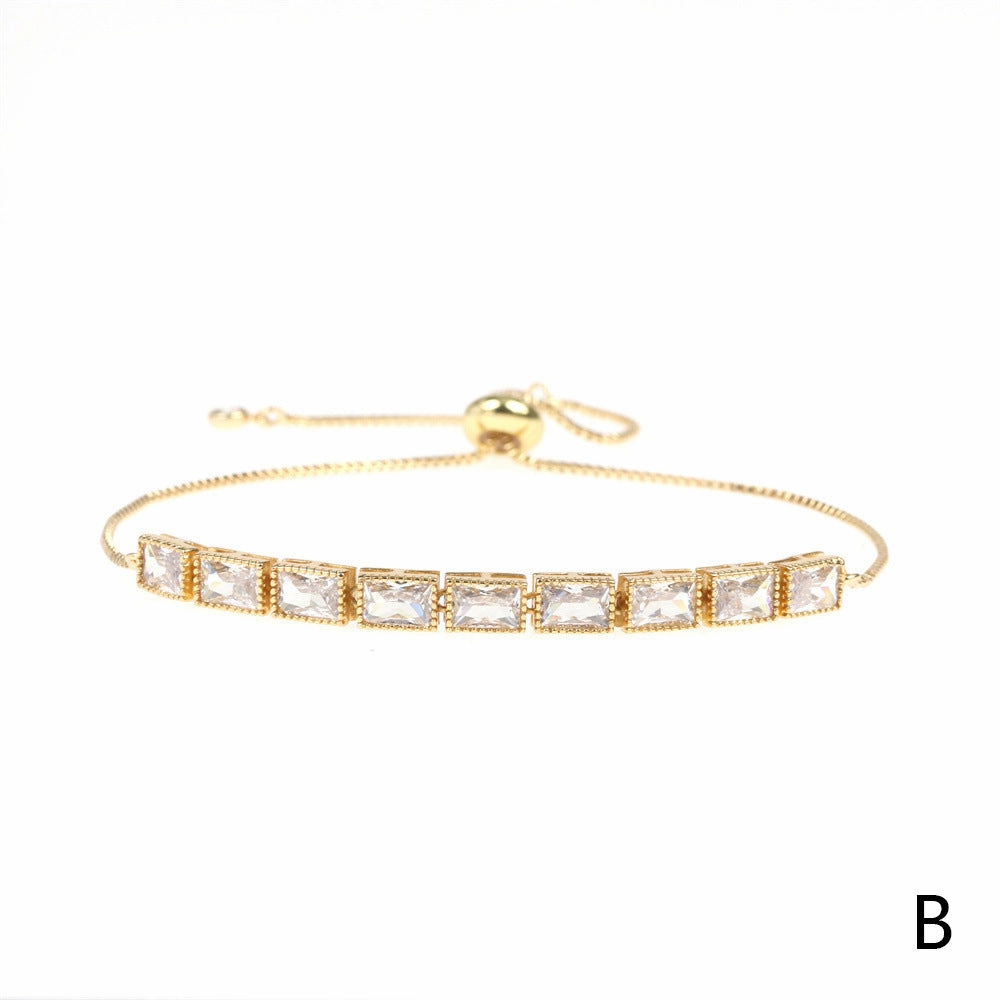 Wholesale Jewelry Copper Cube Gold Plated Beaded Bracelets