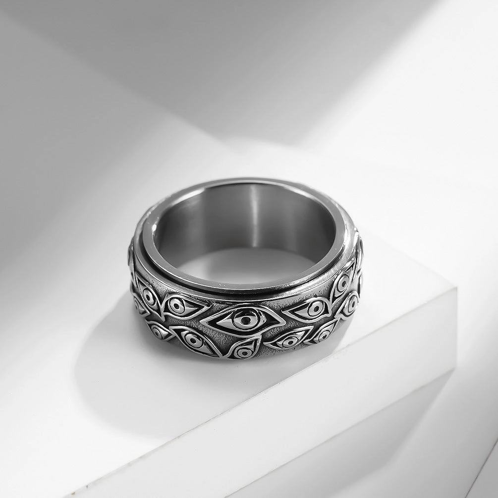 Wholesale Jewelry Devil Eye Rotating Titanium Steel Rings
