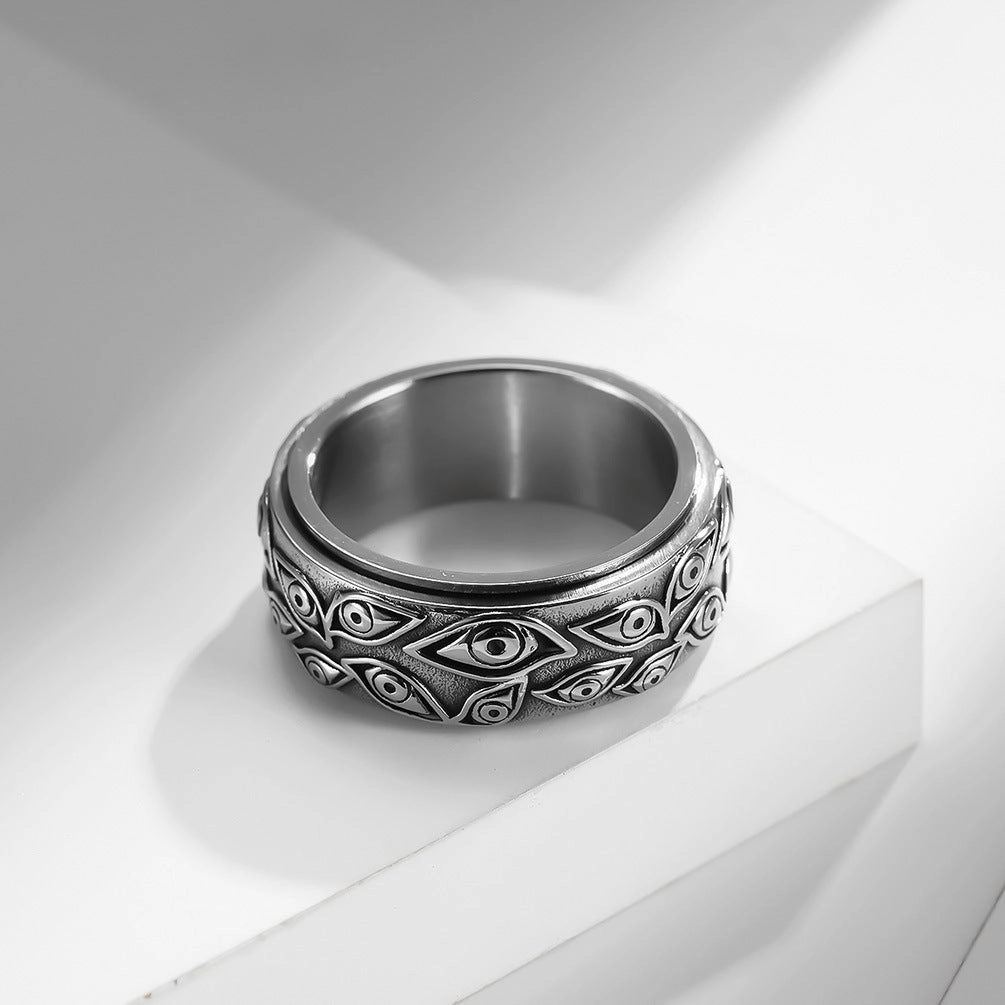 Wholesale Jewelry Devil Eye Rotating Titanium Steel Rings
