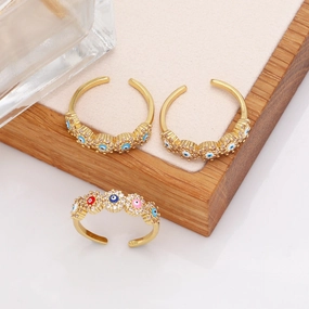 Wholesale Jewelry Devil Eyes 18K Gold Plated Copper Rings