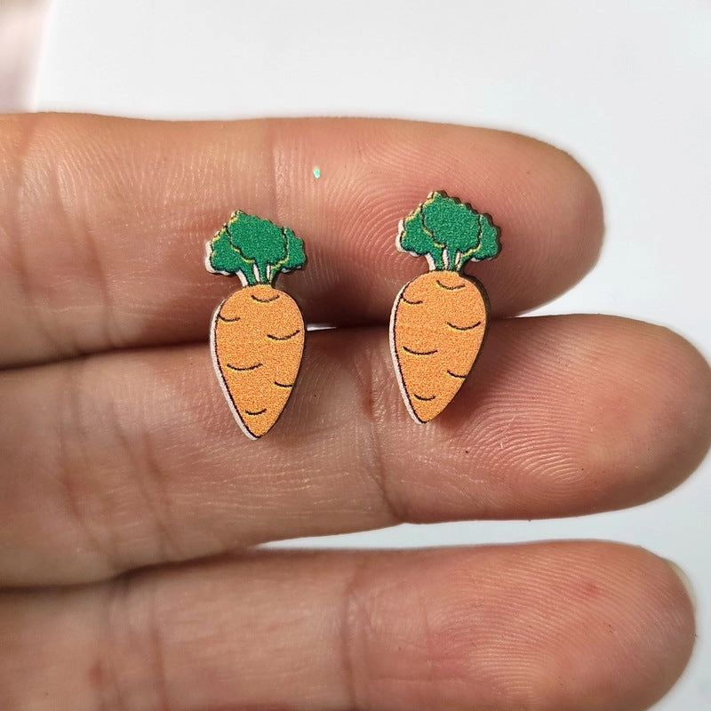 Wholesale Jewelry Easter Bunny Carrot Wooden Earrings