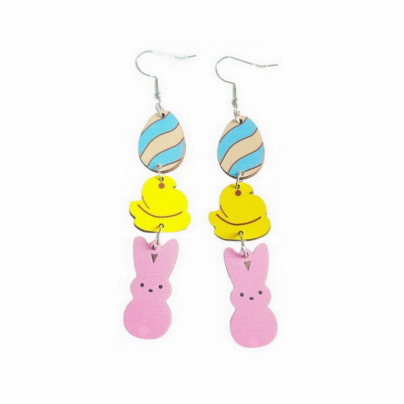 Wholesale Jewelry Easter Rabbit Chick Wood Earrings
