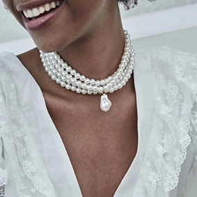Wholesale jewelry fashion imitation pearl necklace female retro  hot girl clavicle chain