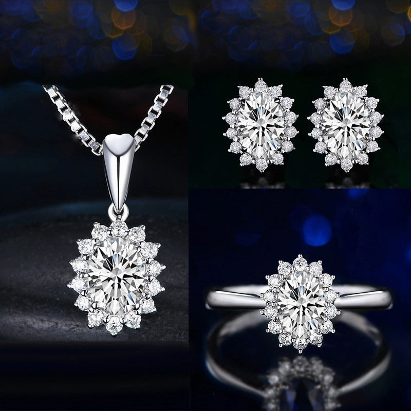 Wholesale Jewelry Full Diamond Sapphire Copper Earrings