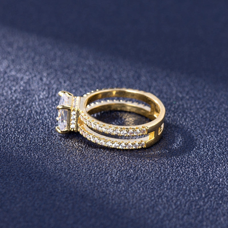 Wholesale Jewelry Gold Plated Diamond Studded Copper Rings
