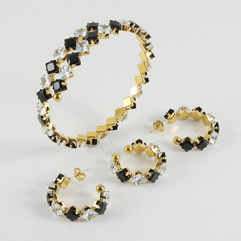 Wholesale Jewelry Gold Plated Stainless Steel Rings Necklace Set