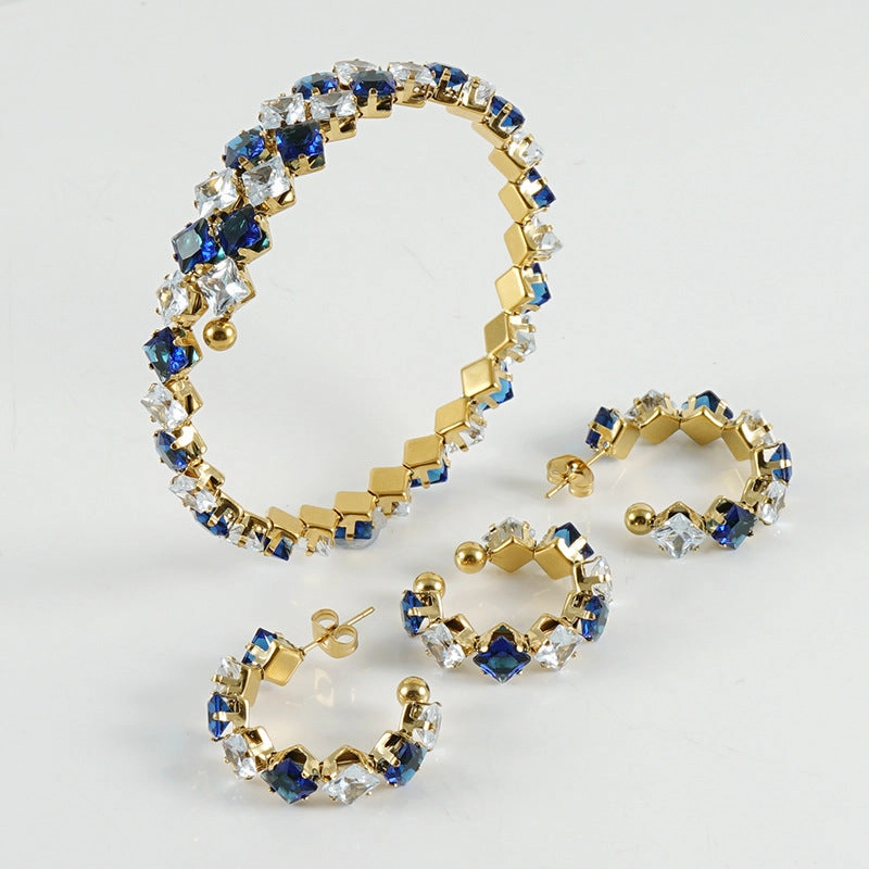 Wholesale Jewelry Gold Plated Stainless Steel Rings Necklace Set