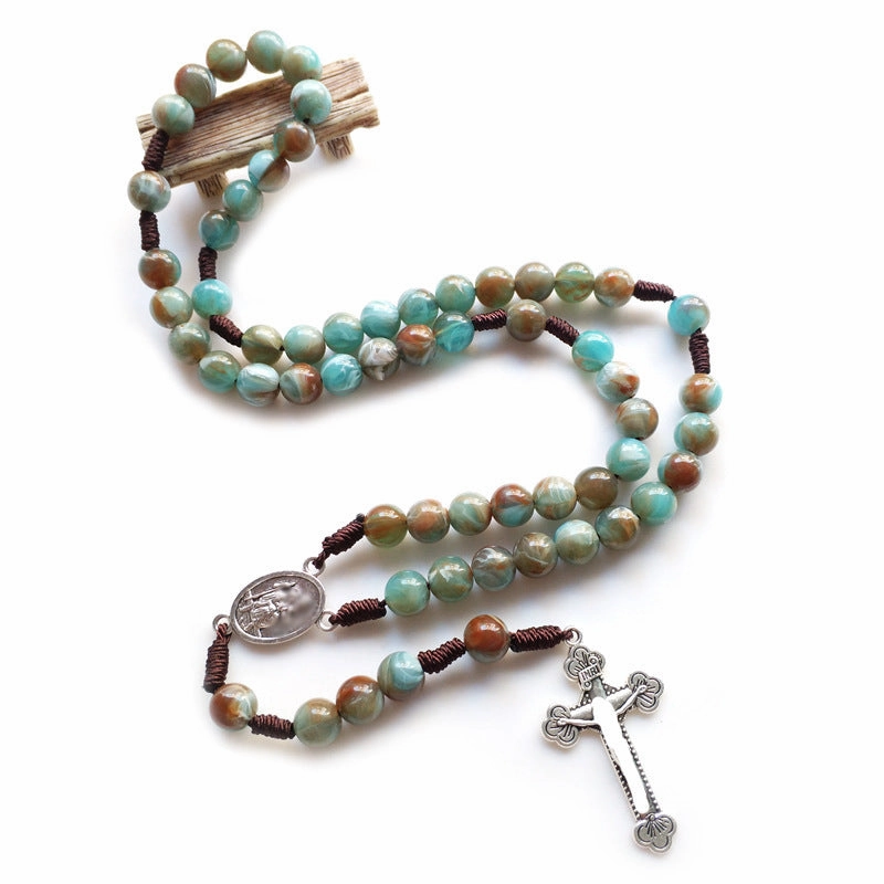 Wholesale Jewelry Hand-woven Imitation Agate Beaded Beaded Necklace Long