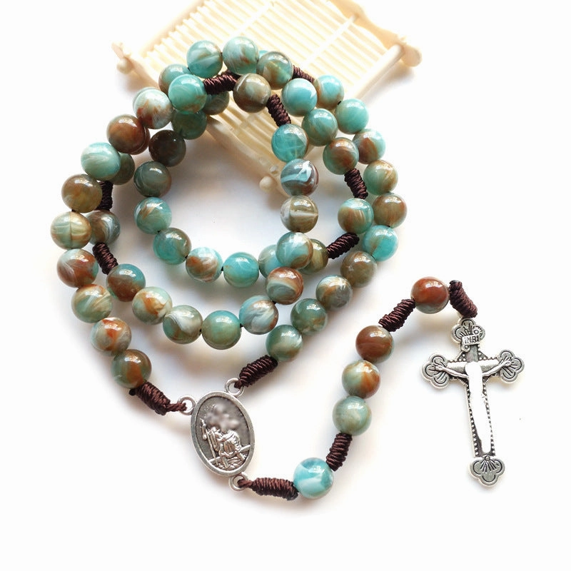 Wholesale Jewelry Hand-woven Imitation Agate Beaded Beaded Necklace Long