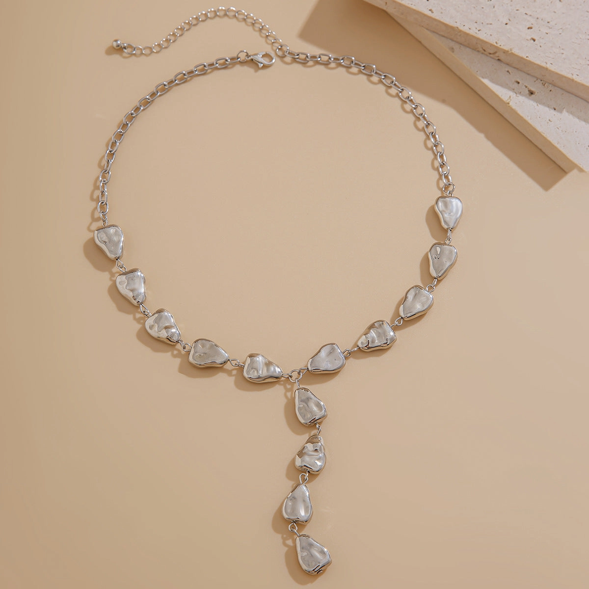 Wholesale Jewelry Irregular Baroque Y-shaped Clavicle Chain Cold Wind Flat Water Drop Pendant Necklace