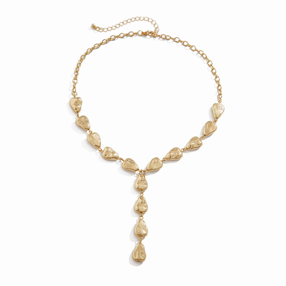 Wholesale Jewelry Irregular Baroque Y-shaped Clavicle Chain Cold Wind Flat Water Drop Pendant Necklace