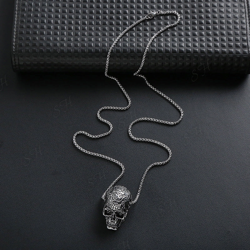 Wholesale Jewelry Stainless Steel Boho Style Skull Pendant Necklace