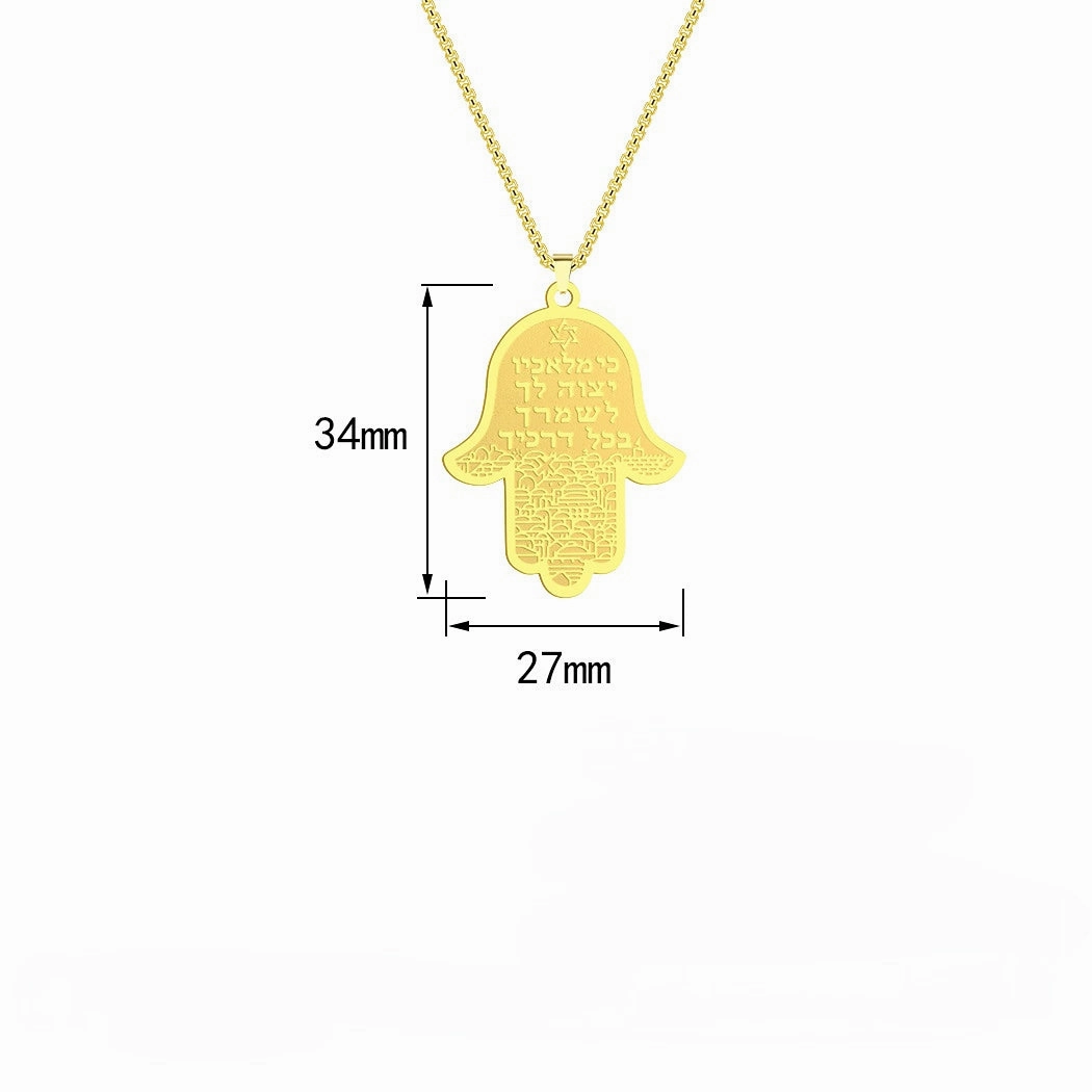 Wholesale Jewelry Stainless Steel Hamsa Hand Man Fatima Pendant Necklace
