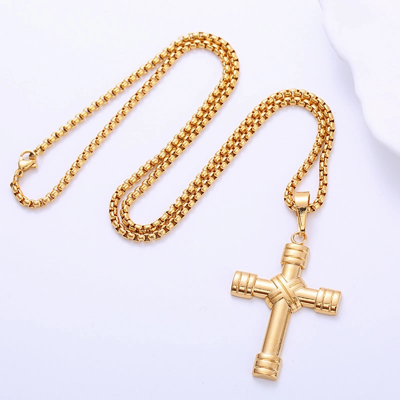 Wholesale Jewelry Stainless Steel Plating 18k Gold Cross Pendant Necklace