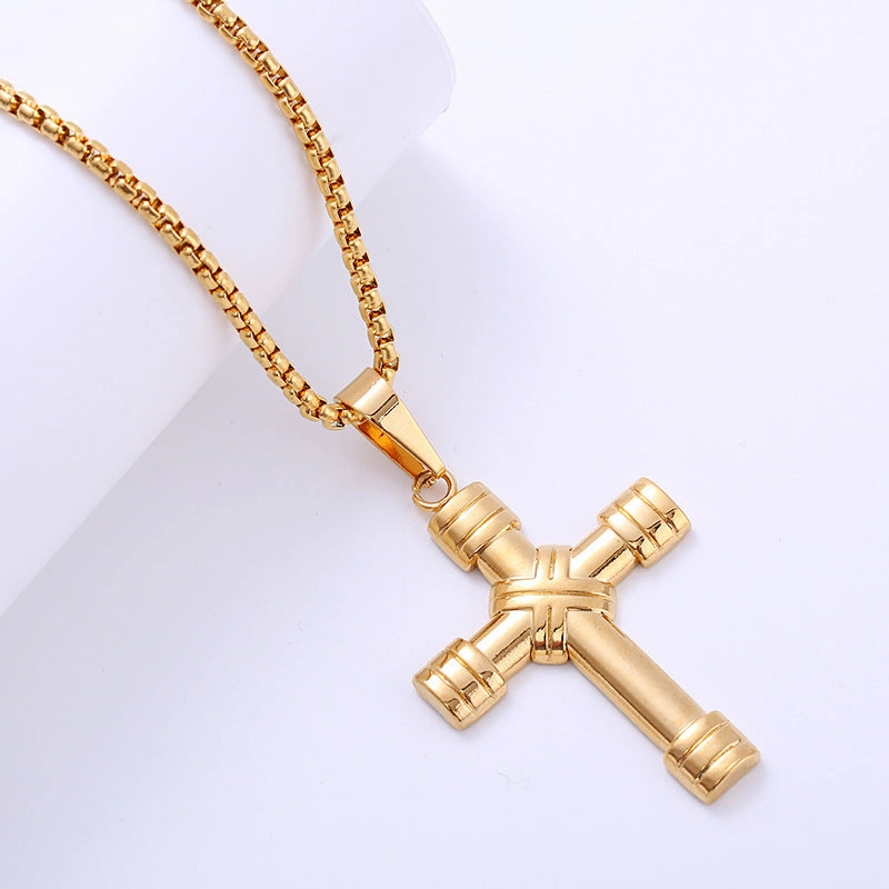 Wholesale Jewelry Stainless Steel Plating 18k Gold Cross Pendant Necklace